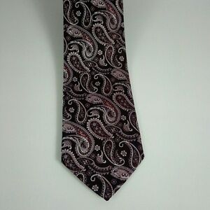 Zante Brown Silver 100% Silk Paisley Necktie